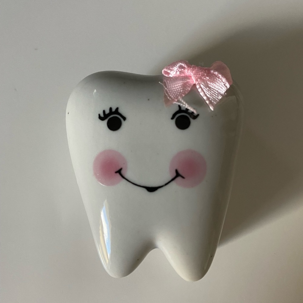 Tooth Fairy Porcelain Treasure Box- Big Smile Pink